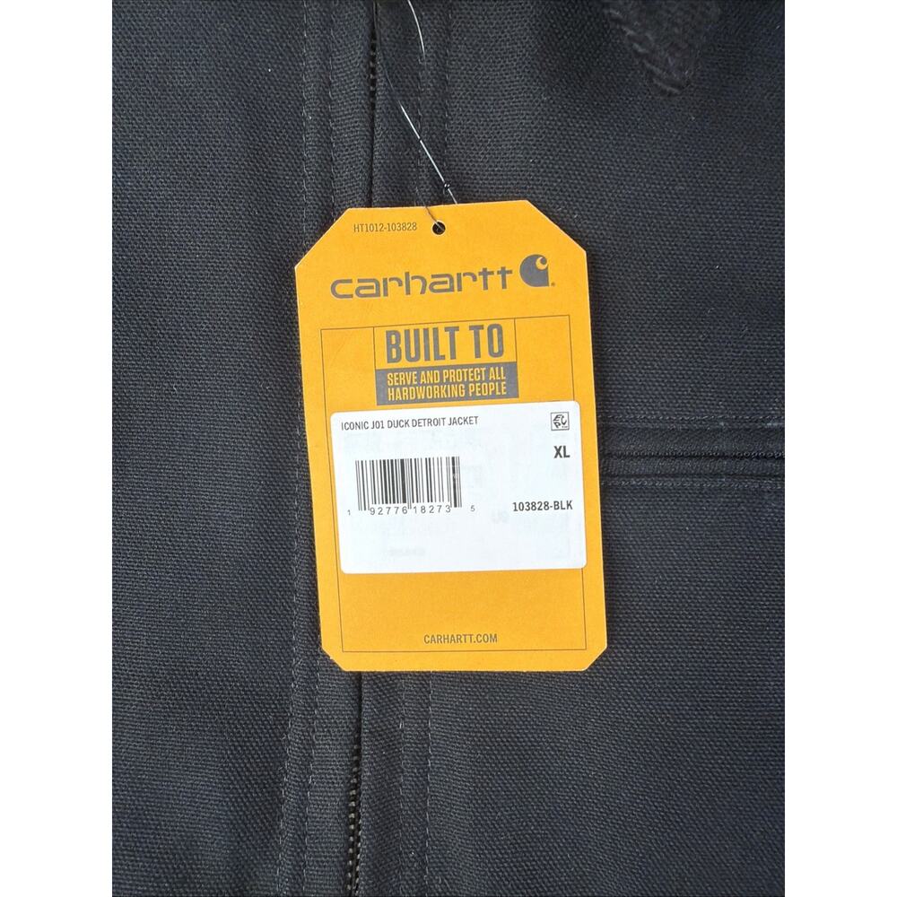 Carhartt Iconic J01 Duck Detroit Jacket Work Coat Black XL XLarge - Picture 2 of 7